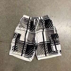 Banana Split USA Mens Board Shorts Black White Abstract Geometric Cargo Size M